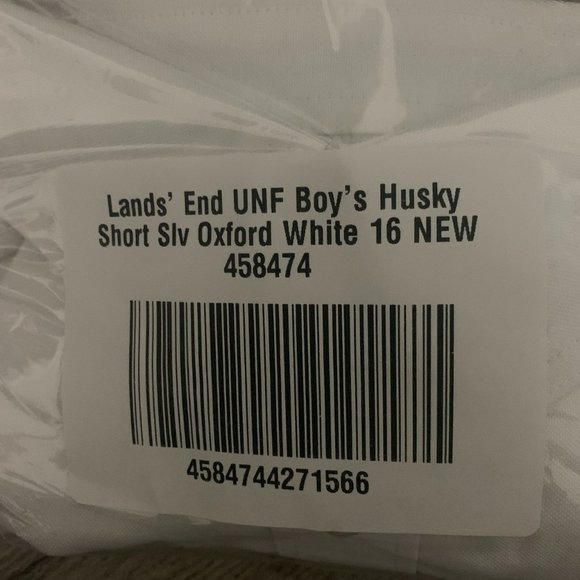 NWT LANDS' END UNIFORM BOY'S HUSKY SHORT SLEEVE‎ OXFORD DRESS SHIRT WHITE 16H - Picture 4 of 5